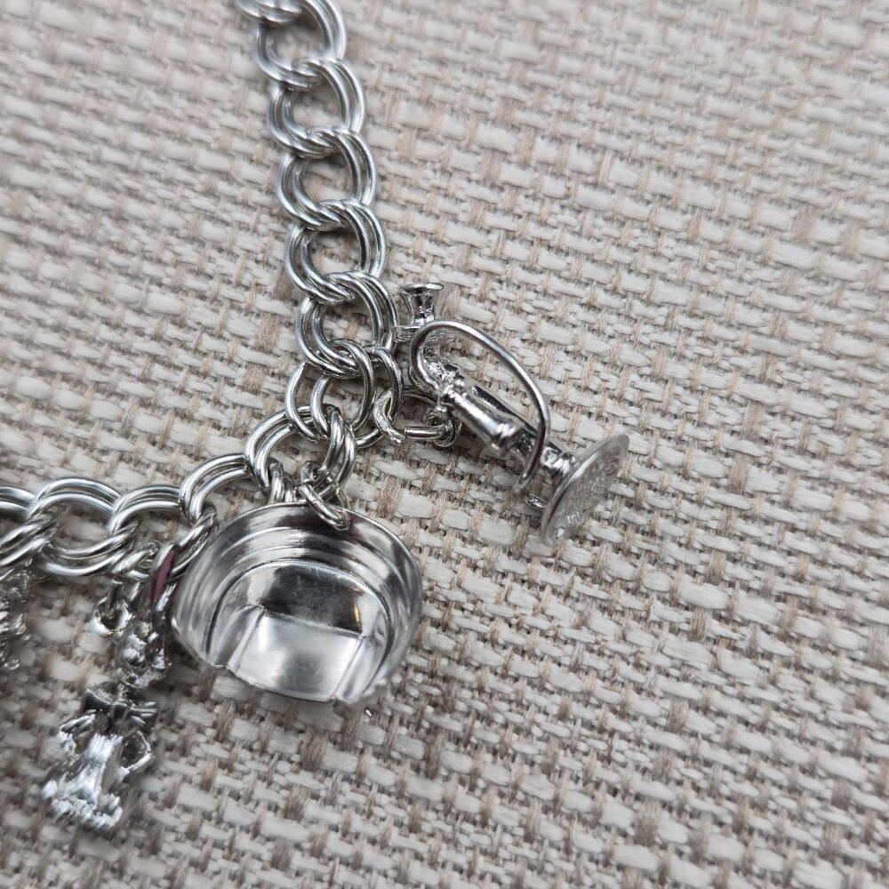 7+2 Inch Sterling Silver Various Charms Chain Bracelet A7229 - Picture 5 of 11